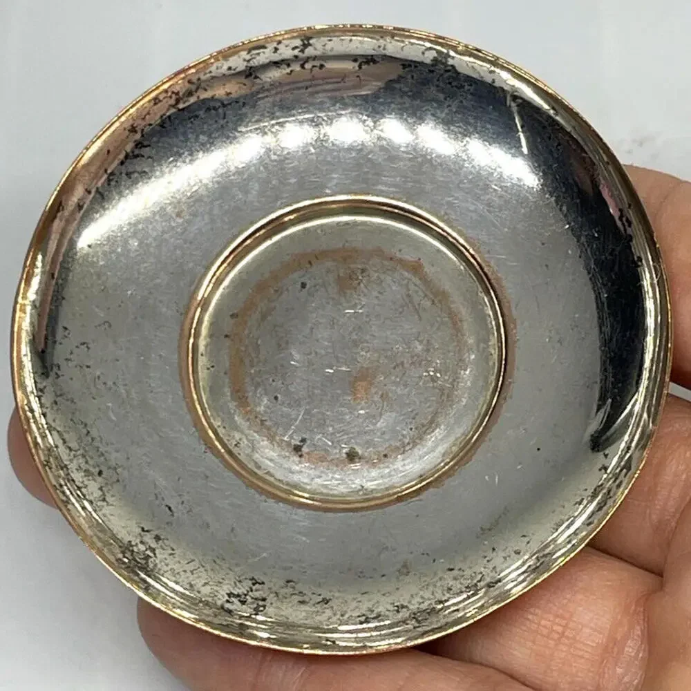 Silver Plate Mini Pot Salt Cellar Warm Butter‎ Saucer EG Webster and Son RARE